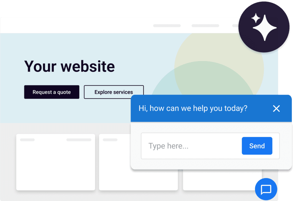 Website displaying live chat widget asking how to help customer today